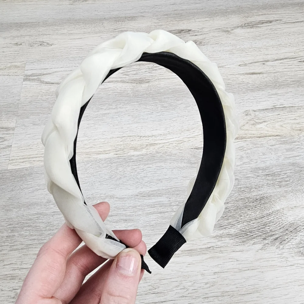 Ballet Core Chiffon Braided Headband Ivory